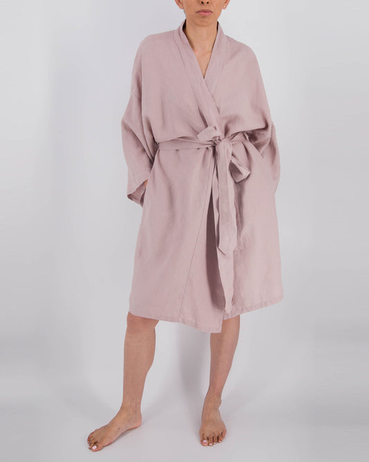 Leia Mid-Length French Linen Robe